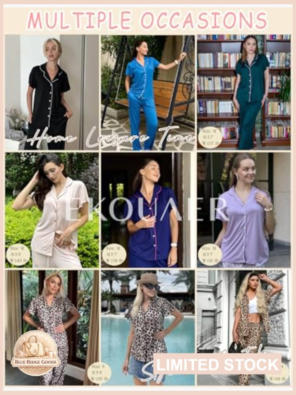 Button Up Pajama Set Ruffle Sleeve Notch Collar Loungewear Soft Stretch - Picture 2 of 7